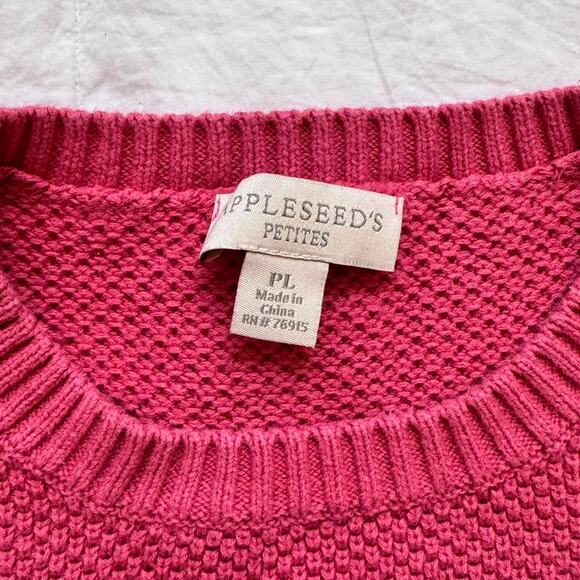 appleseeds Soft pink chunky knit sweater sz PL cotton comfy cottagecore cabin - Picture 7 of 7